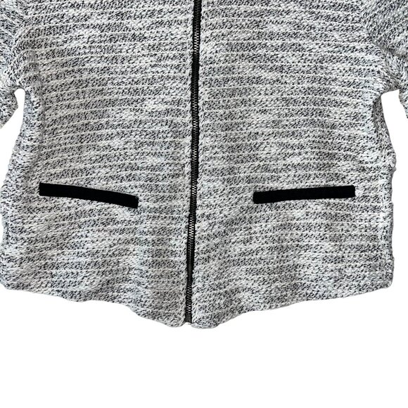Metaphor Womens XS Tweed Knit Crop Jacket With Zipper Front & Black Trim Accents - Picture 6 of 11